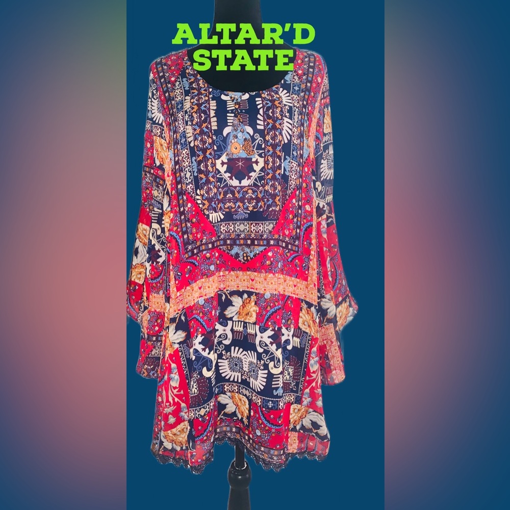 🌻BOHO Long Sleeve Mini‎ Dress-NWT🌻🌻🌻🌻🌻